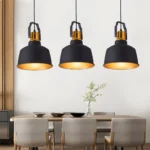 Modern crystal chandelier illuminating a stylish living room with warm light
