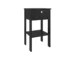 Wenge nightstand with drawer and open shelf in a modern bedroom setting
