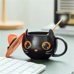 300ml Creative Cute Black Cat Cup Ceramic Coffee Mug with Handle Halloween Magic Hat Tea Milk Cup Family Couples Friend Kid