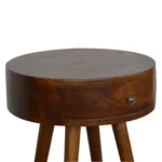Nordic chestnut nightstand with drawer round solid wood bedside table Goldoma