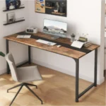 Modern Simple 79.5 Inch Large Office and Home Study Wooden Computer Desk with Metal Frame for Gaming and Writing-FCJ