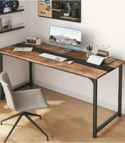 Modern Simple 79.5 Inch Large Office and Home Study Wooden Computer Desk with Metal Frame for Gaming and Writing-FCJ
