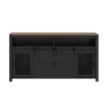 59.3'' Modern Kitchen Sideboard with Sliding Barn Door and Mesh Panels Eco-Friendly Durable Buffet with Open Storage - Image 5