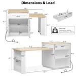82.7 inch extendable kitchen island dining table with two-tone finish and double-sided storage seats 4-6 persons