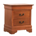 Oak Nightstand with Two Drawers – Classic Bedroom Storage – side view