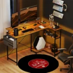 Reversible L-shaped Computer Desk With USB Type-C Socket LED Lights – side view