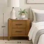 Modern 2-Drawer Wood Nightstand - Tan – styled in a modern Nightstands setting