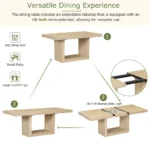 Contemporary extendable dining table set with bench in natural beige finish by Goldoma
