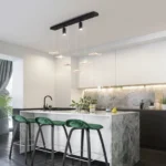34W Dimmable LED Pendant Light, Modern 6-Leaf Chandelier with Spotlights, Adjustable Hanging Fixture for Kitchen Island,
