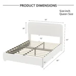 Goldoma queen bed frame with adjustable height headboard and curved cloud boucle upholstery in a modern bedroom setting