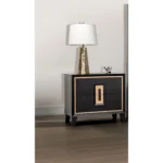 Contemporary espresso bedside nightstand with wooden drawer for bedroom storage