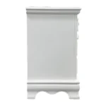 White 2-drawer nightstand with floral motifs and carved details for bedroom storage