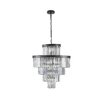 Ship From USA,24" Luxury Crystal Chandelier with Black Finish,Elegant 15 Light 5 Tier Pendant Light Fixture (Bulb Not