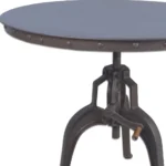 36 inch industrial gray round dining table with adjustable crank base