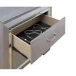 Silver LED nightstand with English dovetail drawers and glossy finish - modern luxury bedroom furniture by Goldoma