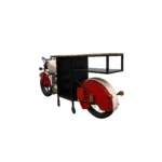 HMS Red and Black Metal and Wood Rolling Glider Bike Bar Cart with Wine Storage Home Bar Tools - Image 4