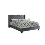 Goldoma Queen Size Blue Tufted Soft Bed Headboard with Wood Frame – side view