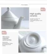 Ceramic Kettle European Style Simple White Coffee Pot Water 700-1000ml Teapot Hotel Water Ware Home Bar Decoration Drinkware