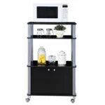 Goldoma microwave stand with shelves in a modern kitchen
