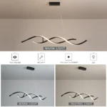 40W Dimmable LED Wave Pendant Light, Adjustable Length Hanging Chandelier Lamp for Kitchen Island, Dining Room, Living Room