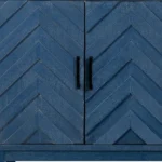 HMS 60 Blue Textural Chevron Distressed Wood Sideboard with Four Doors - Image 4