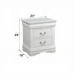 White 2-drawer nightstand in modern traditional style for bedroom storage