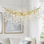 Modern Crystal Gold Chandelier, Large Lving Room Chandeliers for Dining Room, Tree Branch Crystal Dining Room Table