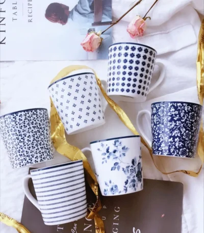 British ceramic Roland simple elegant romantic Mug European coffee tea cup office water cup underglaze color