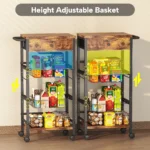 Rolling kitchen cart with fabric drawer and handle in modern kitchen