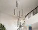Modern 10-Light Dimmable LED Chandelier, Black Rectangle Pendant Light with Remote for High Ceilings, Staircase, Foyer,