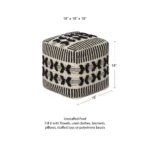 boho pouf ottoman cover handwoven cotton black natural textured floor cushion