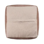 Beige chenille cube pouf ottoman 18-inch foldable square stool in modern living room