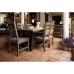 HMS 71 Brown Solid and Manufactured Wood Distressed Buffet Table Elegant Dining Room Furniture - Image 4