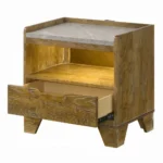 Transitional Brown Nightstand with LED Light and Drawer Shelf - 1-Piece Bedside Cabinet – styled in a modern Nightstands