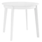 Goldoma 36-inch round dining table with white wood top and sintered stone finish, showcasing industrial design in a home dining setting