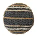 Goldoma 18" Black Cotton Striped Pouf Ottoman – Portable Cylinder Footrest & Extra Seat – close-up detail