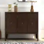 U_STYLE Adjustable Shelf Storage Sideboard with 3 Retro Metal Handles and 4 Pinewood Legs for Entryway Living Room Study