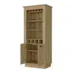 HMS 70 Rustic Brown Bar Cabinet with Wine Storage for Home Nordic and Modern Design Wood Iron Oak Material for Dining