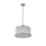 Modern Crystal Chandelier for Dining Room, 16" Round Chandeliers Adjustable Height Hanging Pendant Light Fixtures – angled