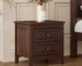Dark walnut 2 drawer nightstand with mid-century design and tapered legs