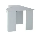 HMS 59 White Modern Corner Computer Desk Simple Design with Adjustable Two Drawers Shelf Wooden Office Desk Metal Components