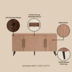 Modern 4-Door Sideboard Maple/Charcoal Gray/Whitewashed Oak-Engineered Wood Dining Living Room Buffet Cabinet Eco-Friendly - Image 4