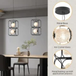 Modern Globe Glass Pendant Light Ceiling Artistic Square Chandelier Hanging Light Fixtures for Kitchen Dining Room Bedroom
