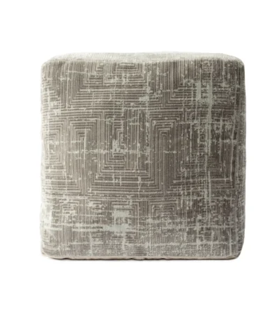 Goldoma 18-inch gray geometric pouf ottoman foldable stool for sitting and foot rest