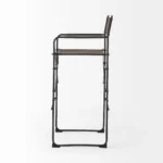 HMS 30" Modern Luxury Bar Stool Brown and Black Leather with Metal Rotating Solid Wood and PU for Home Bar Kitchen - Image 4