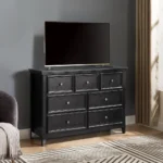 Goldoma 7 drawer dresser black MDF modern chest with spacious storage