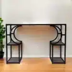HMS Contemporary Antique Design Style Wood Iron Writing Desk with Storage for Office Bedroom Study General Use Computer Table