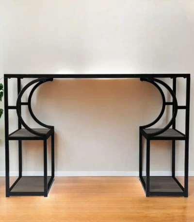 HMS Contemporary Antique Design Style Wood Iron Writing Desk with Storage for Office Bedroom Study General Use Computer Table