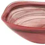 HMS 10" Red and White Alabaster Glass Square Salad Bowl Elegant Dinnerware Addition – styled in a modern Tabletop setting
