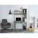 HMS 40" Light Gray Wood Computer Desk Office PC Desk Folding Extendable Features for Home Office Living Room for Bedroom Use